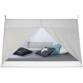Homestyle4u Kinderbett TIPI 90 x 200 cm Kiefer massiv weiß
