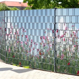 PerfectHD Zaunsichtschutz - Motiv Sommerblumen - Sichtschutz für den Garten - 2,50 x 1,80 x 0,19 m - 9 Streifen - 30 Varianten