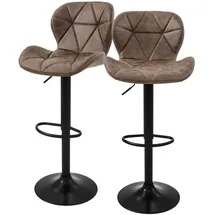 ML-Design Barhocker 2er Set Kunstleder, Braun, Barstuhl mit Rückenlehne Fußstütze,