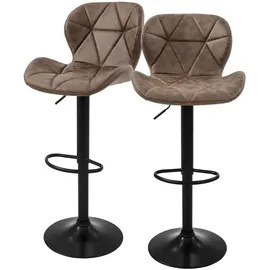 ML-Design Barhocker 2er Set Kunstleder, Braun, Barstuhl mit Rückenlehne Fußstütze,