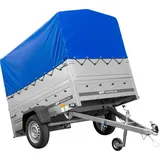 PKW-Anhänger 200x125 UNITRAILER GARDEN 201 KIPP mit Bordwandaufsatz und blauer Hochplane