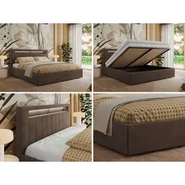 mks möbel Polsterbett GOLD 5 CLASSIC 140/200 - Braun Velvet - Multipocket-Matratze