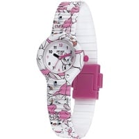 Hip Hop Disney Klassiker Marie The Aristocats Mädchenuhr, Reine Zeituhr für Mädchen in Weiß und Pink mit The Aristocats Kitten Marie Print und Weichem Silikonarmband, Wasserfest, HWU0998