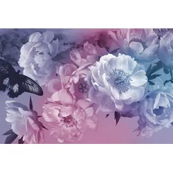 Fototapete PAPERMOON "BLUMEN ABSTRAKT-MUSTER DESIGN ROSEN BLUMEN DECOR RETRO", bunt, B:2,50m L:1,86m, Vlies, Tapeten
