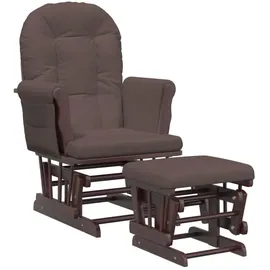 vidaXL Schaukelsessel mit Hocker Polyester 70 x 100 x 80 cm Braun