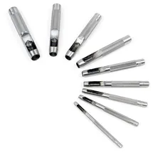 Wiltec Locheisen Set 3-12mm 9tlg Lochschneider aus Carbonstahl für Leder, Gummi, Weichplastik etc.