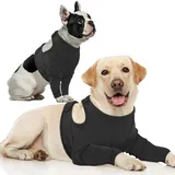 IECOIi Hundebody Nach Opfür Rüde & Hündin,Anti-Lecken Op Body Hund Medical Vorderbein Ärmel für Hund Wundschutzanzüge für Hunde Mit Klettverschluss Alternativen zu Kegel und Halskrause Hunde,Schwarz,M