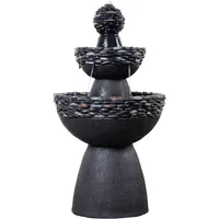 Teamson Home Gartenbrunnen 3-stufiger Sockelbrunnen grau mit LED