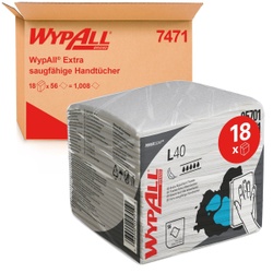 WypAll® L40 Wischtücher, 1-lagig, weiß, Wischtücher - Tuchgröße ca. 31,7 cm x 30,4 cm, 1⁄2 Palette = 12 Kartons à 18 Packungen