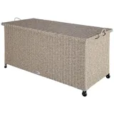 CASARIA Casaria® Gartenbox 106707, aus Polyrattan, Auflagenbox Creme 122x56x61cm Rollen