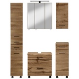 Held MÖBEL Badmöbel-Set »"Trento", Badezimmer-Set, Hängeschrank, Unterschrank, Hochschrank«, (5 St.), braun