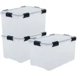 Iris Ohyama - Luftdichte Kunststoff-aufbewahrungsboxen Mit Deckel, 70l, 3er-set, Transparent, Hermetischer Wasserdichter Verschluss, Robust Schnappverschlüsse, Stapelbar, Staubschutz, Bpa-frei, Ddat-ld