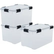 Iris Ohyama - Luftdichte Kunststoff-aufbewahrungsboxen Mit Deckel, 70l, 3er-set, Transparent, Hermetischer Wasserdichter Verschluss, Robust Schnappverschlüsse, Stapelbar, Staubschutz, Bpa-frei, Ddat-ld