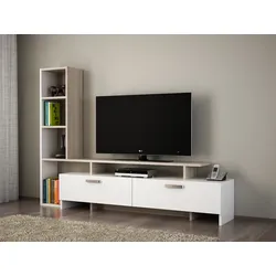Simal TV Board Lowboard Fernsehschrank Cordoba Weiß (168,2 x 22 x 120 cm)