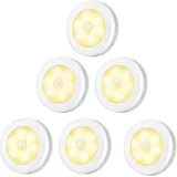 Led-schrankleuchte, 6er-set Nachtlicht-schrankleuchten, Led-beleuchtung Mit Bewegungsmelder Und Magnetfuß, Für Treppen, Küche, Vitrinen Und Schränke (batteriebetrieben), Warmweißes Licht