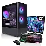 SYSTEMTREFF Basic Gaming Komplett PC Set Intel Core i3-12100F 4x4.3GHz | Nvidia RTX 3050 6GB | 512GB M.2 NVMe | 16GB DDR4 RAM | Windows 11 | 27 TFT Monitor | Desktop Paket Computer für Gamer