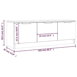 vidaXL Sonoma-Eiche TV-Schrank 102x35x36,5 cm Holzwerkstoff
