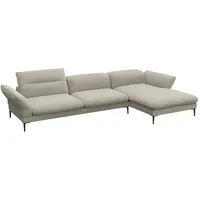 FLEXLUX Ecksofa Salino, Funktionssofa mit Recamiere, Relaxsofa, Ecksofa, Sofa mit Arm- und Kopfteil-Verstellungen, Kaltschaum & Stahl-Wellen grau