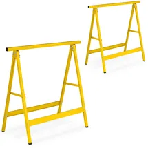 Relaxdays Arbeitsbock 2er Set, klappbar, 100 kg, HBT: 74 x 78 x 40 cm, Allzweckbock Werkstatt, Tapezieren, Malern, gelb