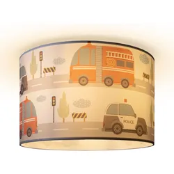 PACO HOME Deckenleuchte "Hugo Capri", weiß, Ø 45,5cm H: 29,5cm, Lampen, Kinderzimmer Deckenleuchte Spielzimmer Baby Straße Auto Wolken, Kinderlampe