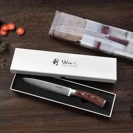 Wakoli EDIB Damast Fleischmesser I 18cm Klinge I Pakka Griff