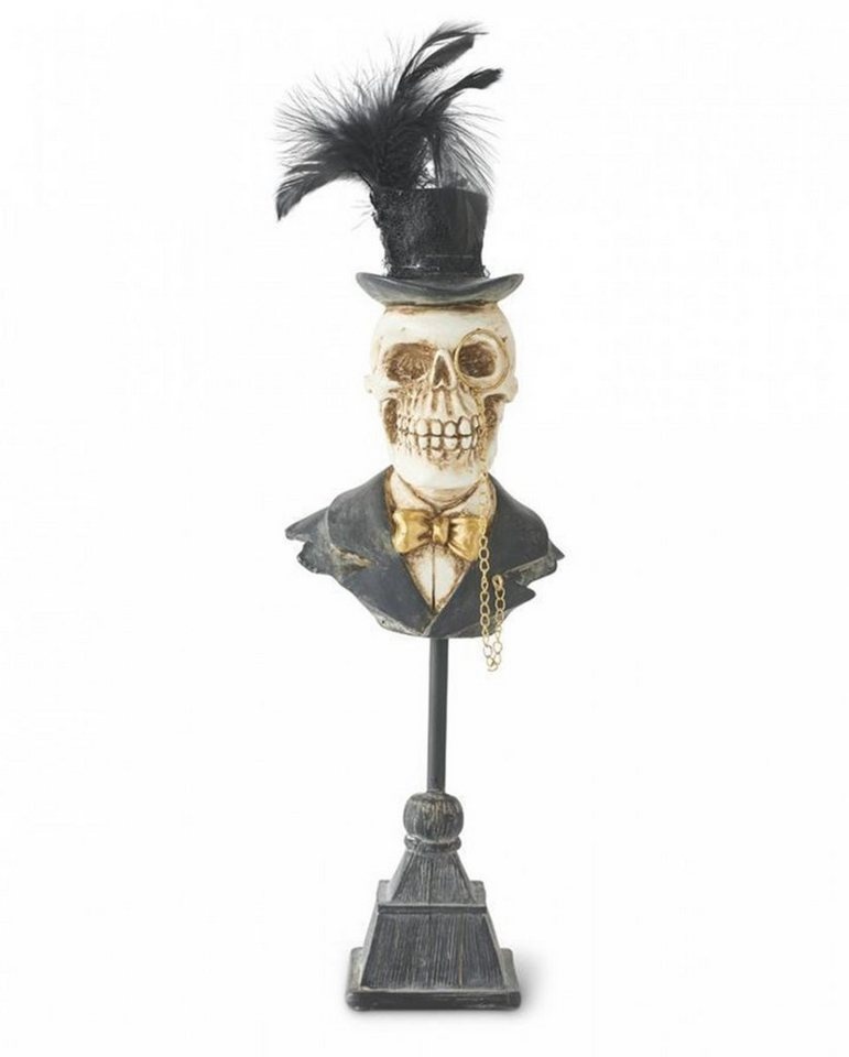 Horror-Shop Dekofigur Viktorianische Mr. Skelett Büste 38cm beige|schwarz