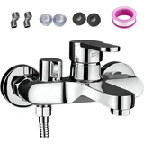 Badewannenarmatur Wannenarmatur, Mischbatterie Badewanne, Armatur Badewanne, Badewannenarmatur Wasserfall Mit Montagezubehör, Lochabstand 13-17 cm Universelle Installation Für Dusche Und Wanne(Silber)