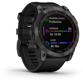 Garmin fenix 7 Sapphire Solar schiefergraues DLC-Titan mit schwarzem Armband