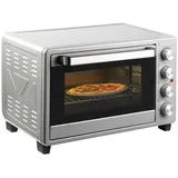 WHEELYOU Minibackofen Mini Ofen mit Backblech Krümelblech Grillrost, 32L 100 °C-230 °C 1600 W 3 Kochmodi mit Timer Backblech silberfarben