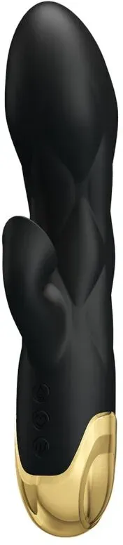 PRETTY LOVE - Schwarzer wiederaufladbarer Luxusvibrator mit goldfarbenen Details