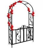 Gardebruk Rosenbogen 101553, schwarz, mit Tür, aus Metall, freistehend, 115 x 225 x 37 cm