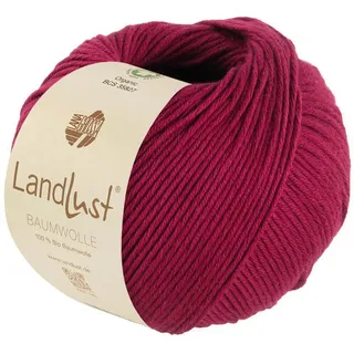 Lana Grossa Landlust Baumwolle | Klassisches Bio-Baumwollgarn, Gots zertifiziert | Handstrickgarn aus 100% Baumwolle (Bio) | 50g Wolle zum Stricken & Häkeln | 115m Garn FB 23 Weinrot