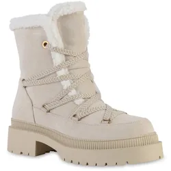 Damen Schnürstiefeletten in Beige