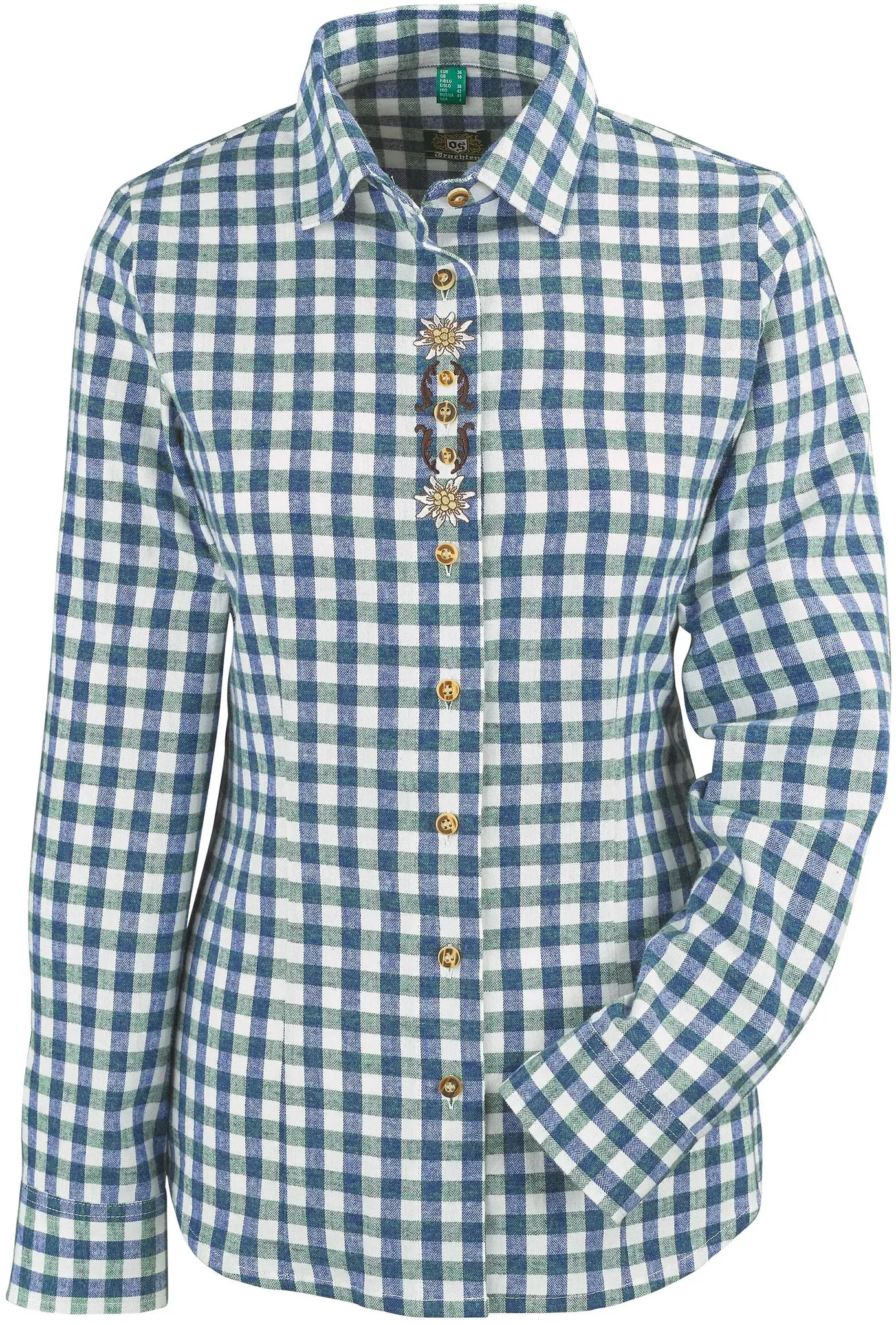 OS-Trachten Langarmbluse Flanell, oliv, 40