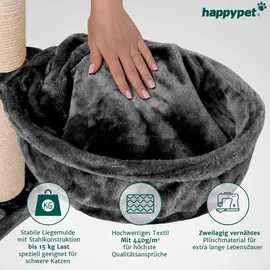 Happy Pet HAPPYPET Universal XL Liegemulde für Kratzbaum Ø 40cm, Große Schlafmulde, Stabiler Metallrahmen, 440g Plüsch, Ersatz-Liegemulde belastbar bis 15kg, Anthrazit