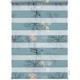 Lichtblick Duo Rollo / Doppelrollo Klemmfix 70 x 150 cm aqua floral/blau