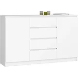 akord furniture factory AKORD K160 Weiß 160 cm 2 Türen 4 Schubladen 4 Ebenen B160 x H99 x T40 cm - Weiß