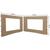 2 Seitenteile mit PE Fenster 300/400x197cm für Blätter Pavillon 3x4m Seitenwand Sand