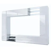 Vladon Wohnwand, Weiß Hochglanz, Holzwerkstoff, 262x182.5x39 cm, Wohnzimmer, Wohnwände, Wohnwand-Sets