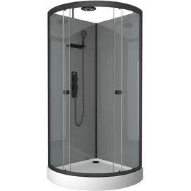 Marwell Komplettdusche mit Pendeltür rechts 215 x 85 cm grau/5mm gehärtetes Glas