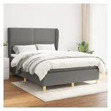 vidaXL Boxspringbett mit Matratze Dunkelgrau 140x200 cm Stoff
