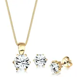 Elli Schmuckset Damen Set Basic Elegant mit Kristalle in 925 Sterling Silber vergoldet