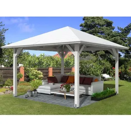 SKANHOLZ Skan Holz Holz-Pavillon Cannes 2 Weiß lasiert 359 cm x 359 cm