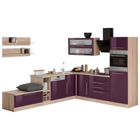 Kochstation Winkelküche »KS-Samos«, ohne E-Geräte, Stellbreite 300 x 250 cm lila