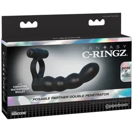 FANTASY C-RINGZ Vibro-Penisring „Posable Partner Double Penetrator“ mit Dildo, schwarz