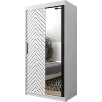 Mirjan24 Kleiderschrank Jodelka II 100, Schwebetürenschrank mit zwei Kleiderstangen,