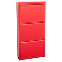 ebuy24 Schuhschrank Pisa Schuhschrank mit 3 Klappen/Türen in Metall ro rot