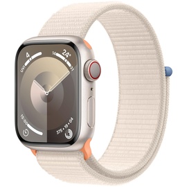 Apple Watch Series 9 GPS + Cellular 41 mm Aluminiumgehäuse silber, Sport Loop polarstern One Size