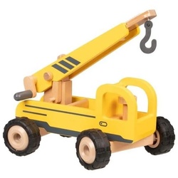 goki Spielzeug-Kran Kranwagen, 28,5 x 16,7 x 15,1 cm Holz Kranauto Baufahrzeug Holzauto gelb