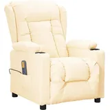 vidaXL Massagesessel Kunstleder 339078 80 x 100 x 90 cm Creme mit verstellbarer Rückenlehne und Massagefunktion